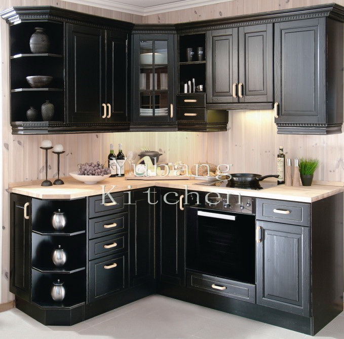 #2012-102 Solid Finished Natural Wood Kitchen Cabinets