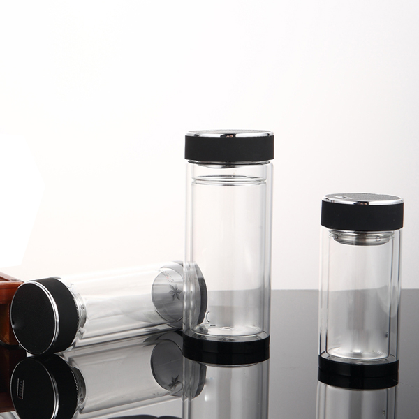 Double Wall Water Bottle Glass with Tea Infuser