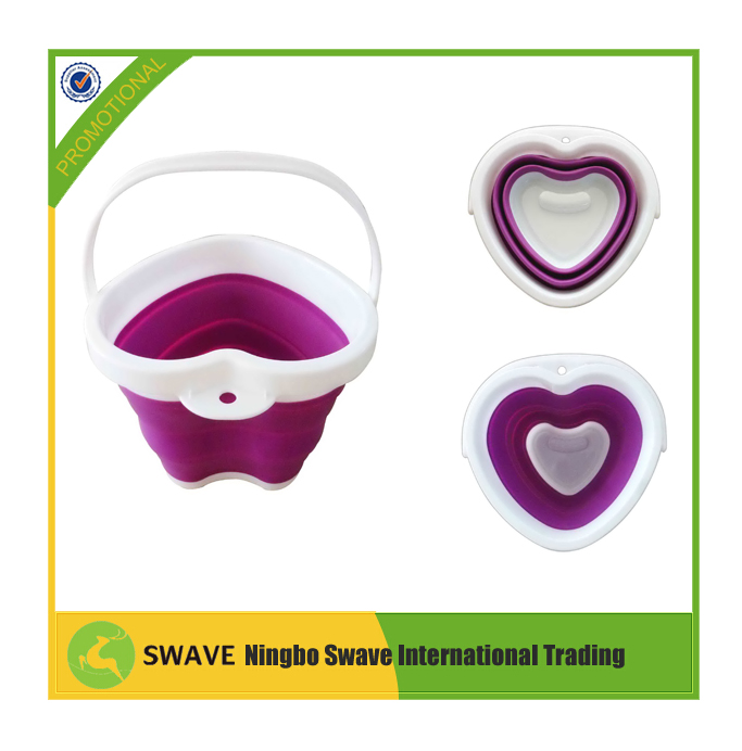 Heart Shape Colorful Plastic Foldable Bucket/Plastic Bucket