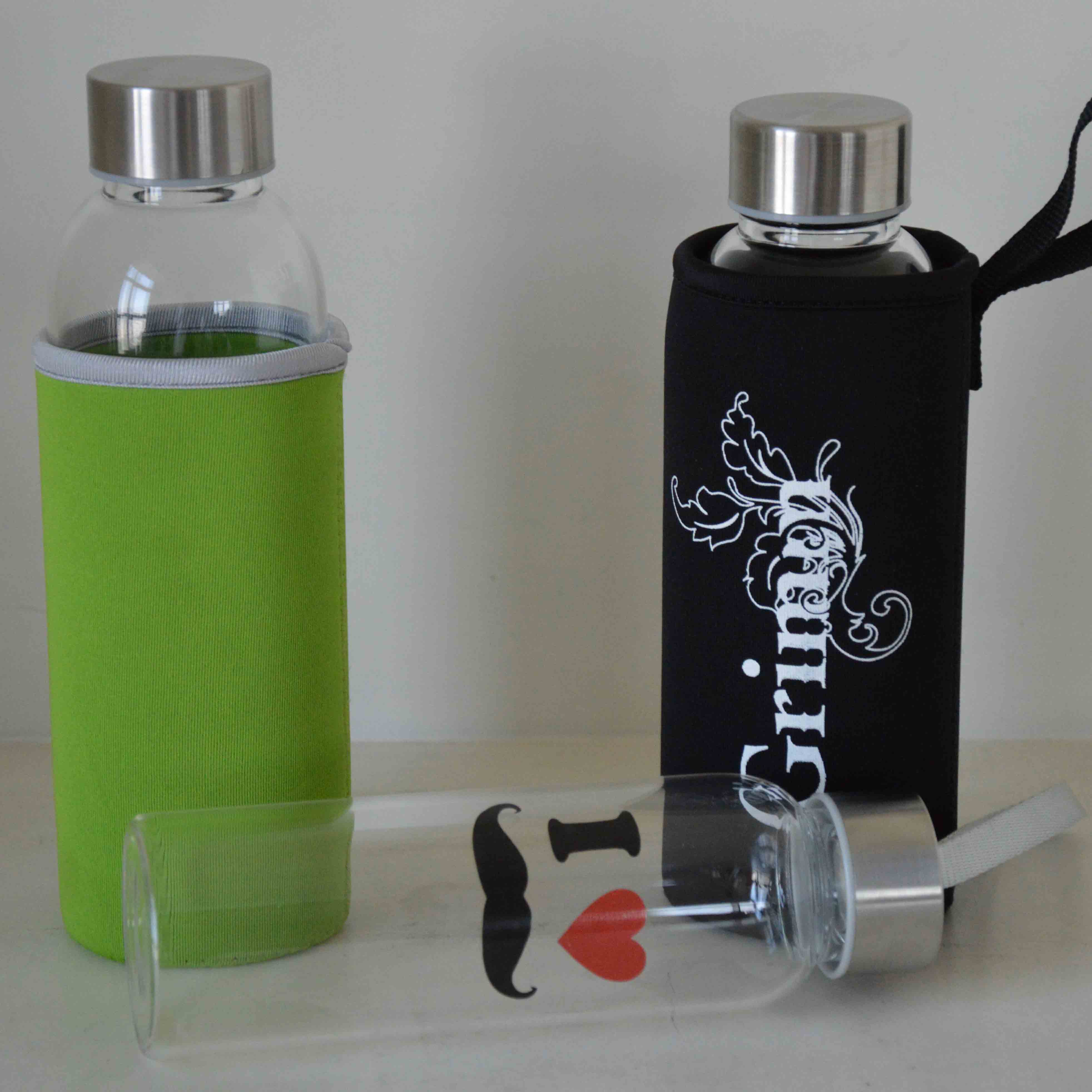 High Quality New Wholesale Glass Water Bottles, Glass Bottle with a Coat