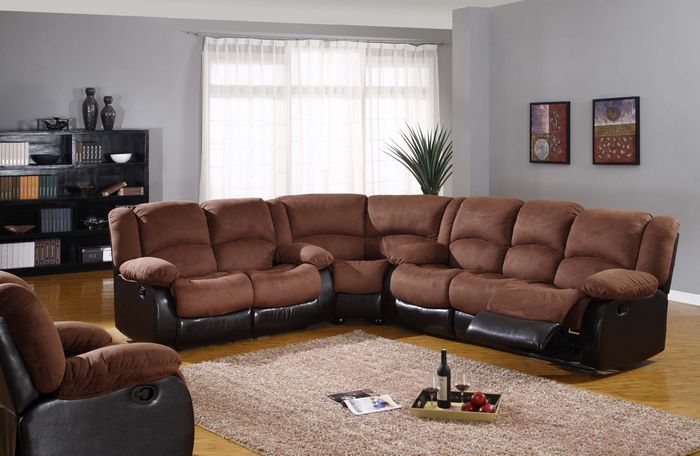 Living Room Sectional Suede Recliner Sofa Suits
