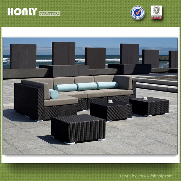 Modern Outdoor Aluminium Wicker Sofa Garden Metal Wicker Sectional Sofa