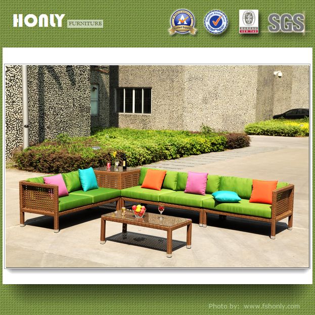 New Design 2015 Leisure Colorful Garden Outdoor Rattan Sofa Set