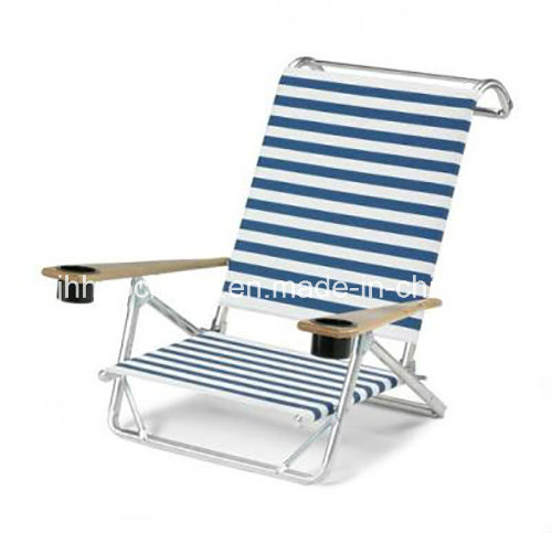 Outdoor Leisure Aluminium Woodarmrests Beach Folding Chair