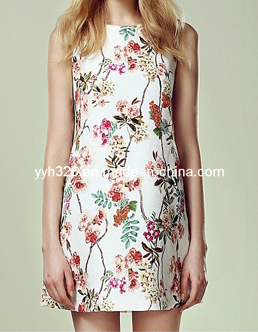 Woman's Upscale Linen Floral Skirt Simple Dress Wholesale