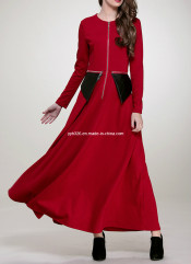 2014 New Fashion Slim Elegant Flax Long Abaya Woman Simple Dress