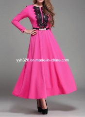 2014 Women Summer/Autumn Fashion Red Sexy Dress, Simple Dress Ladies Cotton Bohemian Long Dress