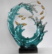 2015 New Design Modern Blue Sea Wave Sculpture for Decoration