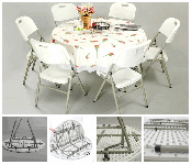 4 Foot Plastic Fold in Halfbanquet Dining Wedding Round Table