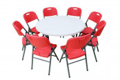 4 Foot Round Plastic Folding Table and Chair Set (SY-122Y)