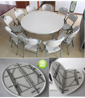 5 Foot Banquet Round Fold-in-Half Table Chair Set (SY-152ZY)