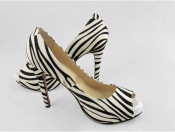 5 Inch High Heel Peep Toe Women Sandals Zebra Printed Sandals (Hcy02-149)