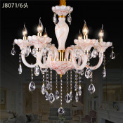 6 Light Imitation Jade Craft Arm Crystal Candle Chandelier