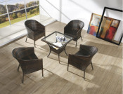 All Weather PE Round Table and Chair Set Rattan Dining Set Wicker Outdoor Furniture