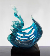 Blue Coloured Glaze Resin Art Gift, Hotel Art Decoration