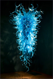 Blue Mouth Blown Glass Chandelier for Restaurant Decoration