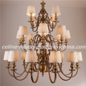 Copper Plating Project Lighting with Fabric Shade (SL2091-12+8+4)