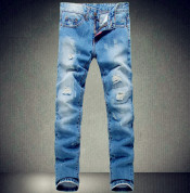 Crinkle Leisure Men Long Cotton Pocket Denim Jeans