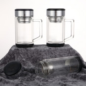 Double Wall Glass Water Bottle with Handle
