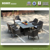 Elegant Rectangle Dining Room Table Rattan or Wcker Table Set