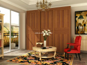 European Style Solid Wood Furniture Closet with Sliding Door