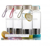 Fashion BPA Free Glass Water Bottle with Tea Fliter Fruit Infuser