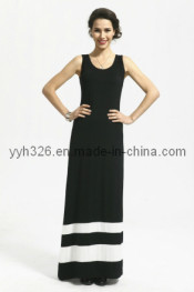 Fashion Elegant Trim Stripes Maxi Dress (YYH-CCD-357)