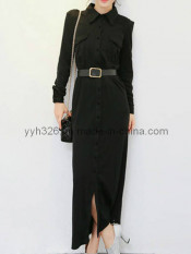 Fashion Wholesale Casual Black Maxi Split Hem Dress (YYH-CCD195)