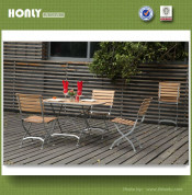 Folding Teak Garden Furniture Iron Frame Table Chairs Set