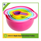 Food Grade Plastic PC 8PCS Sweet Color Plastic Mixing Bowl