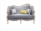 French Living Room Furniture, 2 Seat Wood Leather Sofa (H622)