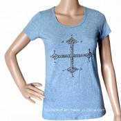 Girl's Fashion Cross Hand Embroidered T-Shirt (HT5812)