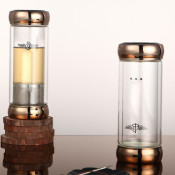 Gold Stainless Steel Gift Glass Water Bottle with Tea Infuser