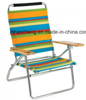 Hc-Ls-FC93 Aluminium Folding Beach Chair Outdoor Camping Folding Chair with Woodarmrests