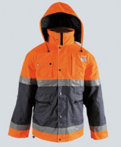Hi-Vis Safety Reflective Zip Hooded Jacket with Pocket