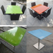 High Glossy Pure Blue Solid Surface Food Court Table