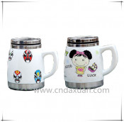High Quality Stainless Steel Inner Ceramic Mug with Handle