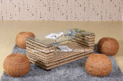 Home Wicker Dining Table Furniture Set Rattan Furniture