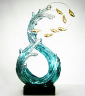 Hotel Decoration, Middle Size Blue Sea Wave Sculpture