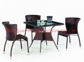 Iron Frame Rattan Outdoor Garden Dining Set (JJ-S477&573)