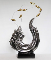 Large Silver Sea Wave Sculpture, Abstract Sculpture