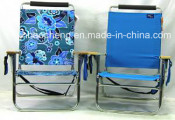 Leisure Chair Outdoor Camping Chair Five-Position Adjustable Aluminium Folding Beach Chair with Woodarmrests