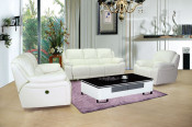 Living Room Luxury Recliner Sofa Set in White Leather