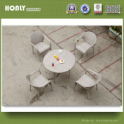 Modern Dining Table and Chairs Aluminium Rattan Outdoor Table Set