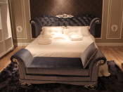 Modern Home Bedroom Furniture French Wood Carved Bed (LS-411)