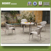 Modern Patio Round Table and Chair Outdoor Wicker Dining Set