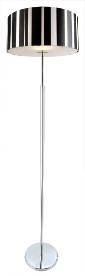 Modern Torchiere Glass Cover Black and White Line Fabric Lampshadefloor Lamp