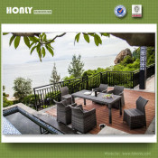 Morden Rattan Glass Top Dining Table Aluminum Dining Table Set