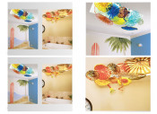 Multi Color Various Shape Plates Ceiling Lamp Decoration Art