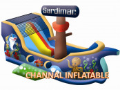 New Design Inflatable Slide in Pirate Ship Shape with Undersea Theme (JW0311)